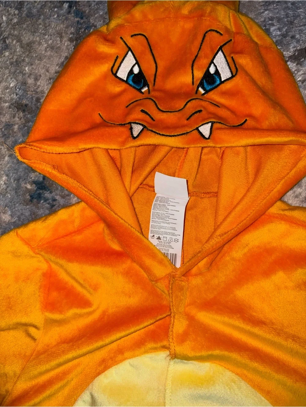 Pokemon Orange and Yellow Hooded Charizard One-Piece Bodysuit